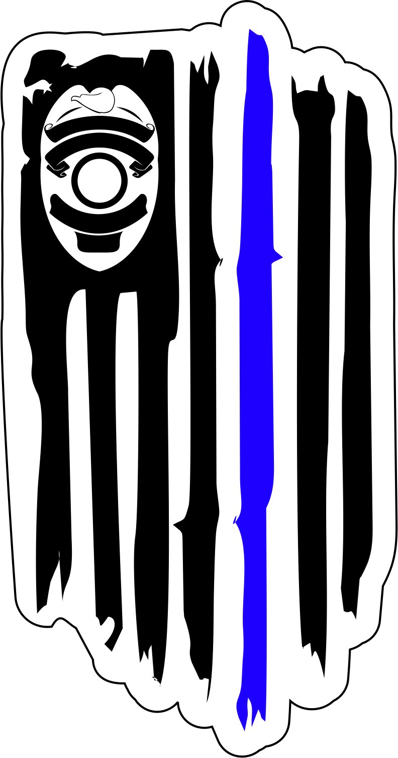 Distressed Usa Flag W/ Police Shield Thin Blue Line - Police (792x1505), Png Download