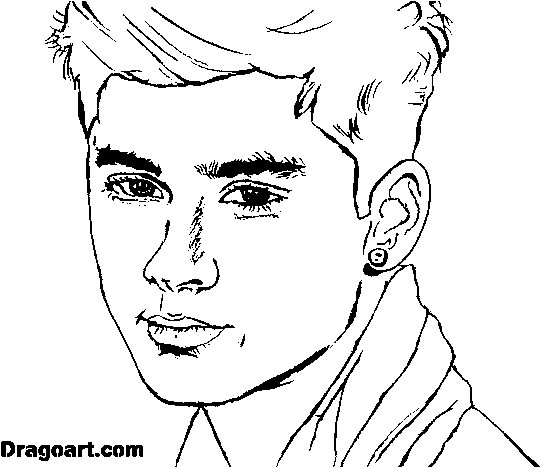 One Direction Coloring Pages 2017 Ideas - Zayn Malik Coloring Pages (595x466), Png Download