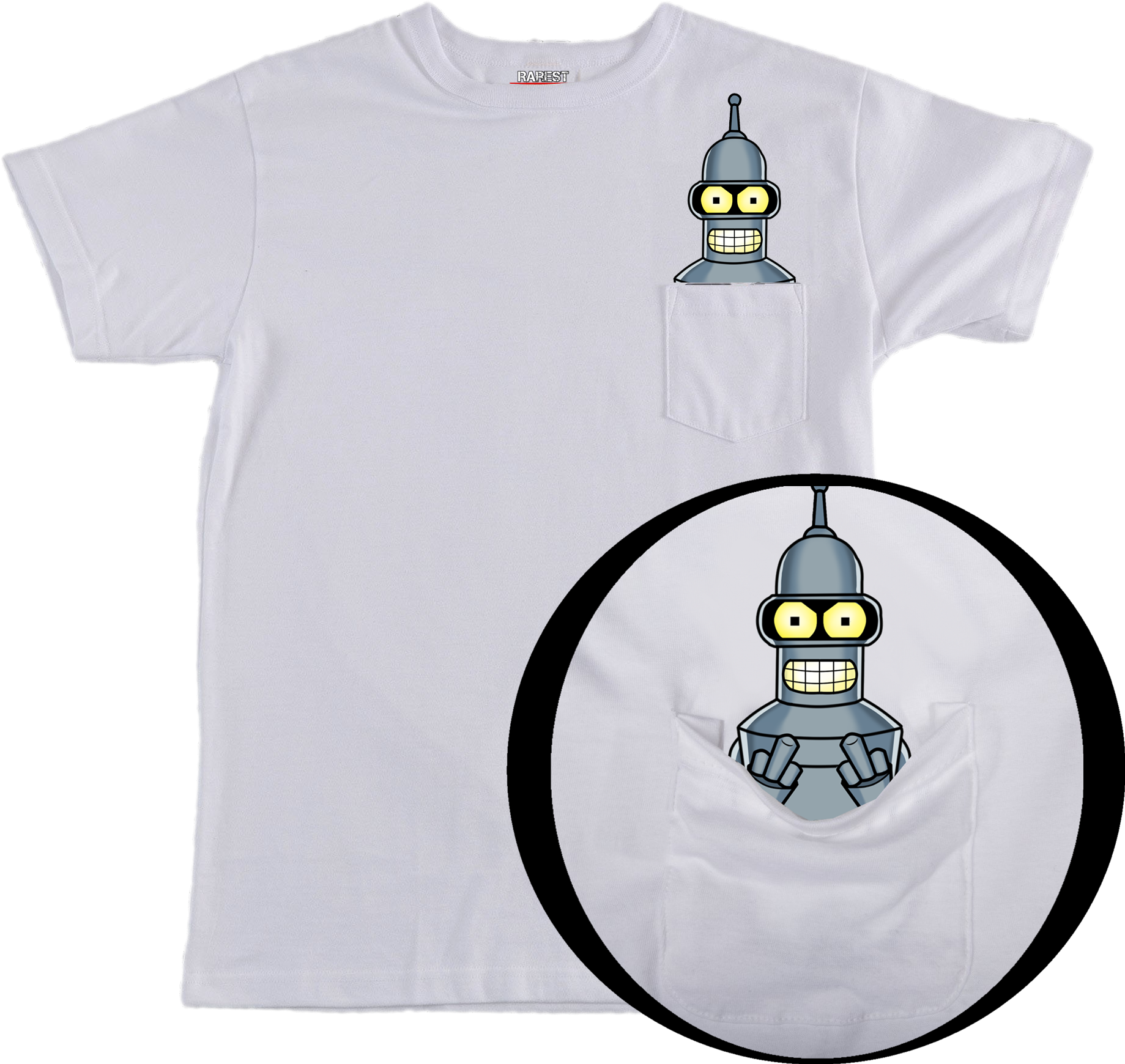 Bender Pull Down Pocket T-shirt - Pull Down Pocket T Shirts (2000x2000), Png Download