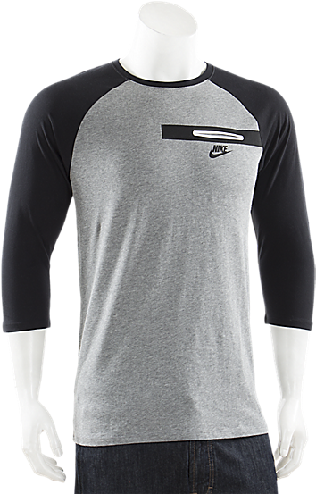 Nike Bemis 3/4 Pocket T Shirt Grey - Long-sleeved T-shirt (650x650), Png Download