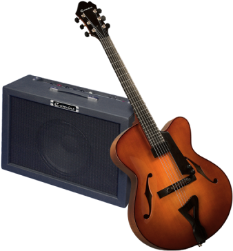 View The Full Image - Jazz Guitar And Amp (400x400), Png Download