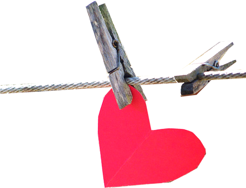Paper Heart On Washing Line - Portable Network Graphics (500x382), Png Download