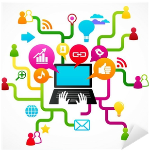 Social Network Background With Media Icons Sticker - Rewired By Brandon Cox (400x400), Png Download