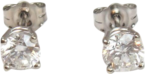 Vintage 14k White Gold 1.06 Ctw Diamond Stud Earrings (465x465), Png Download