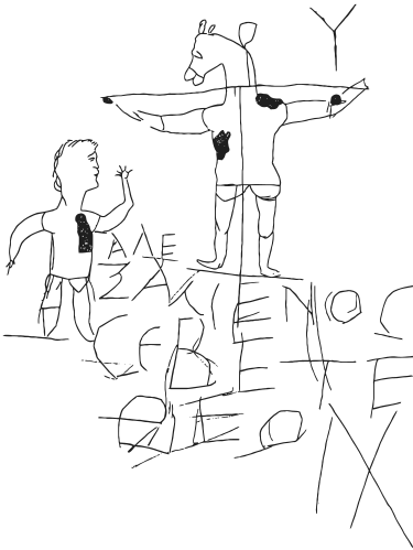 Scribble Deutsch Meaning - Alexamenos Worships His God (375x499), Png Download