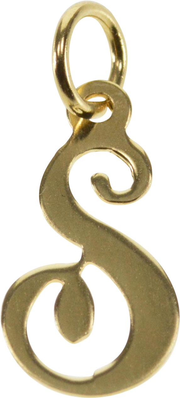 14k S Swirl Letter Initial Monogram Charm/pendant Yellow - Pendant (1265x1265), Png Download