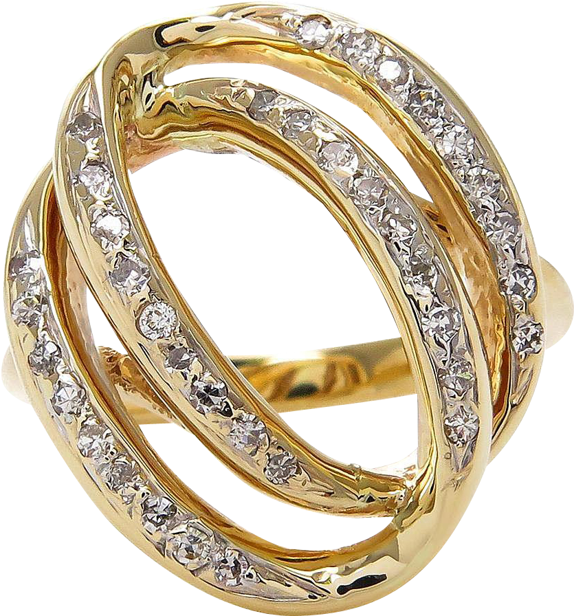 Estate Large 0.50ctw Diamond Fashion Dinner Swirl 14k (895x895), Png Download