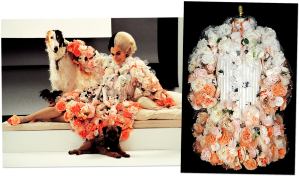 Ombred Silk Organza Decorated With Tulle And Silk Roses - Glenn Close Cruella Deville Costumes (600x365), Png Download