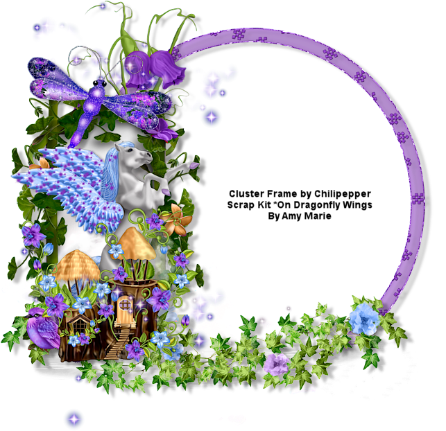 Ct Cluster Frame And Tag *on Dragonfly Wings* - Lobelia (700x700), Png Download