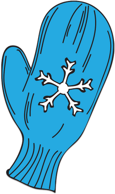Single Blue Mitten With Snowflake Decoration - Portable Network Graphics (400x400), Png Download