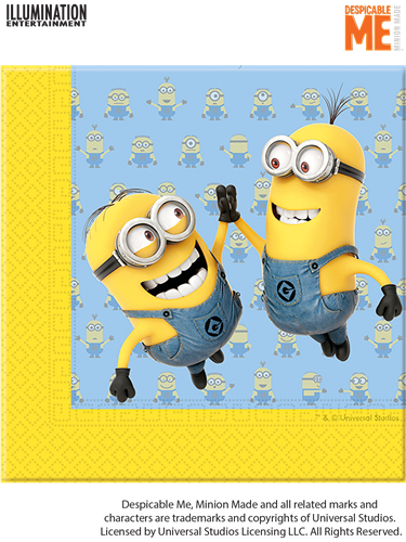 Minions Party Napkins Larger Photo - 20 Serviettes Papier Minions (375x500), Png Download