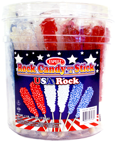 Usa Rock Red, White & Blue Rock Candy Crystal Sticks - Usa Candy (500x500), Png Download