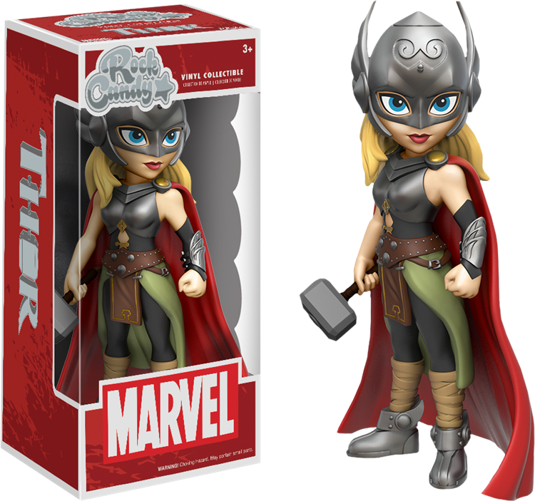 Funko Rock Candy Marvel Lady Thor Designer Vinyl Figure - Funko Rock Candy Marvel (750x703), Png Download