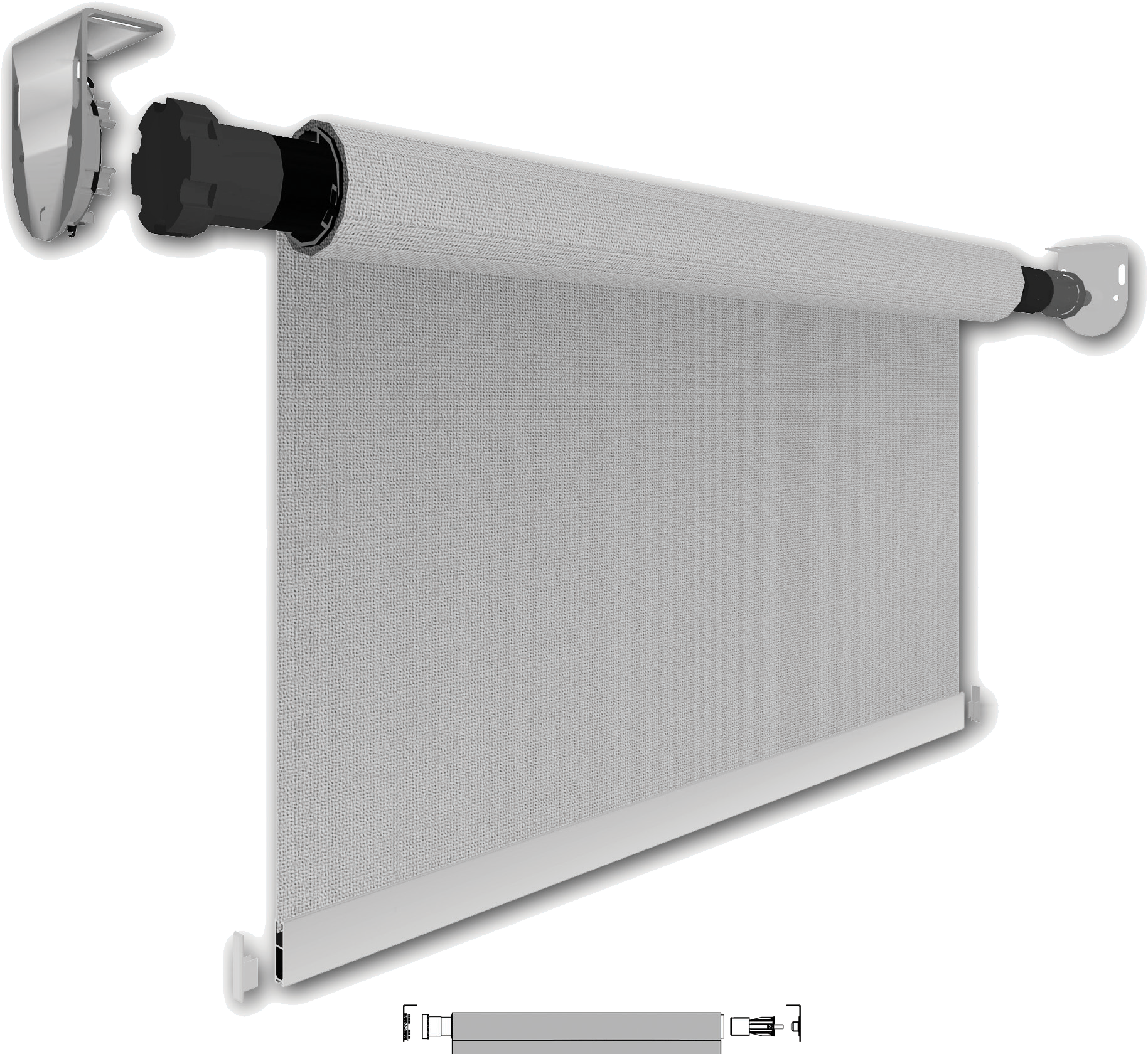 Motorized Roller Blind Light Duty System - Motorized Roller Blinds (1940x1722), Png Download