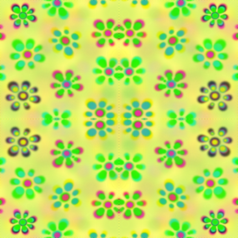 Psychedelic Flowers Yellow Halftone2 Wallpaper - Motif (800x800), Png Download