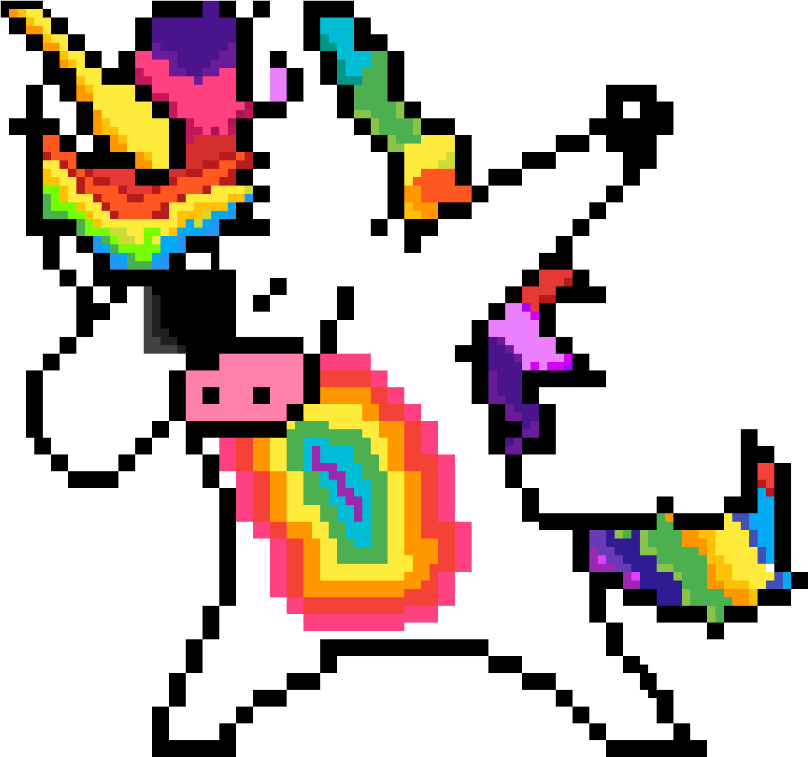 Download Dabbing Unicorn - Pixel Art A Imprimer PNG Image with No