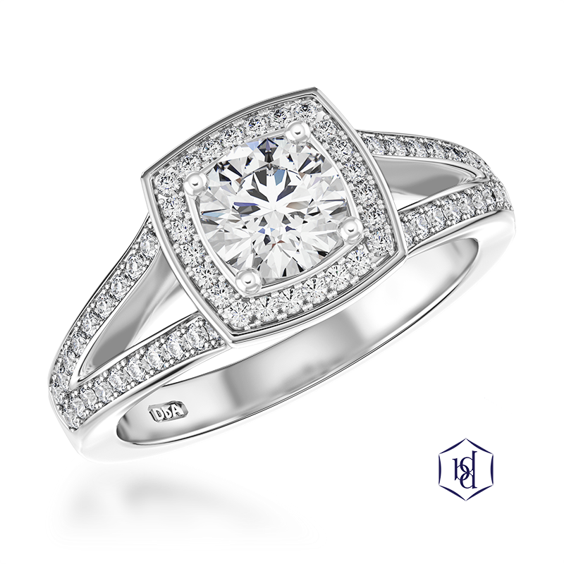 Saturn Engagement Ring, - 0.60 Ct Round Brilliant Cut Cubic Zirconia Sterling (800x800), Png Download