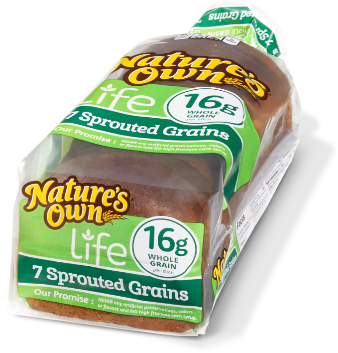 7 Sprouted Grains - Natures Own Life Bread, 7 Sprouted Grains - 20 Oz (890x1000), Png Download