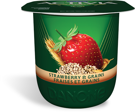 Strawberry And Grains - Activia (502x380), Png Download