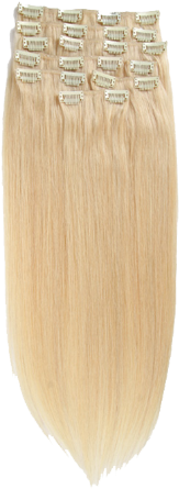 Clip In Human Hair Extensions - 16"-28" Inches 140g Full Head Clip Ns Blonde Straight (341x480), Png Download