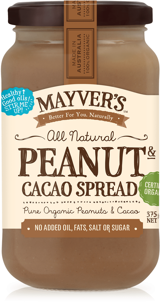 Mayvers Organic Peanut Butter Cacao 375g - Mayver's Organic Peanut Coconut Spread 375g (740x1050), Png Download