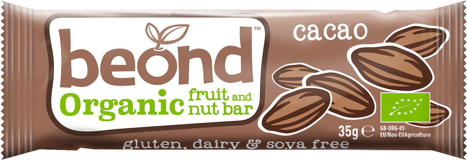 Beond Organic Cacao Fruit & Nut Bar - Beond Raw Chocolate Bar 35g (1546x566), Png Download