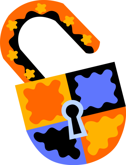 Vector Illustration Of Padlock Lock Mechanical Security (532x700), Png Download