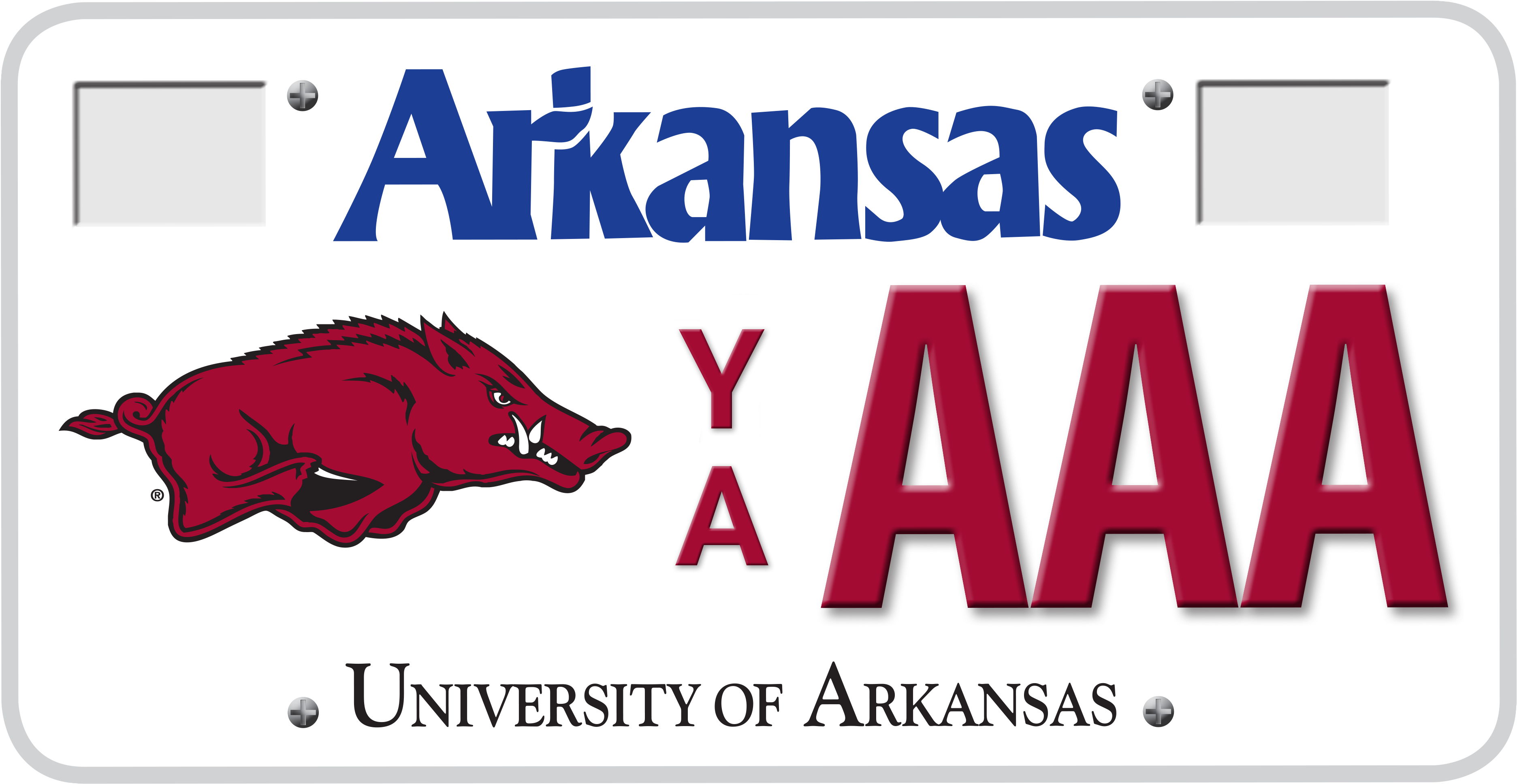 University Of Arkansas At Fayetteville License Plate - License Plate Tags Arkansas (3850x2200), Png Download