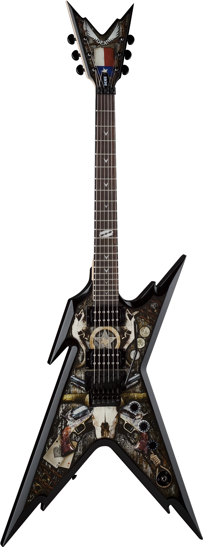 Dean Dimebag Razorback Db Floyd Lone Star Electric - Guitarra Dean Dimebag Black Bolt Ml (819x2000), Png Download