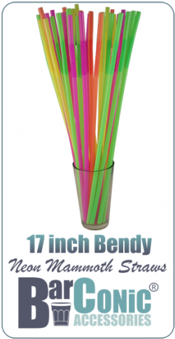17 Inch Mammoth Bendy Straws - Assorted Neon (pack (500x500), Png Download