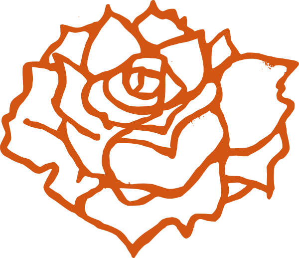 Burnt Orange Rose - Black And White Rose Clip Art (600x517), Png Download