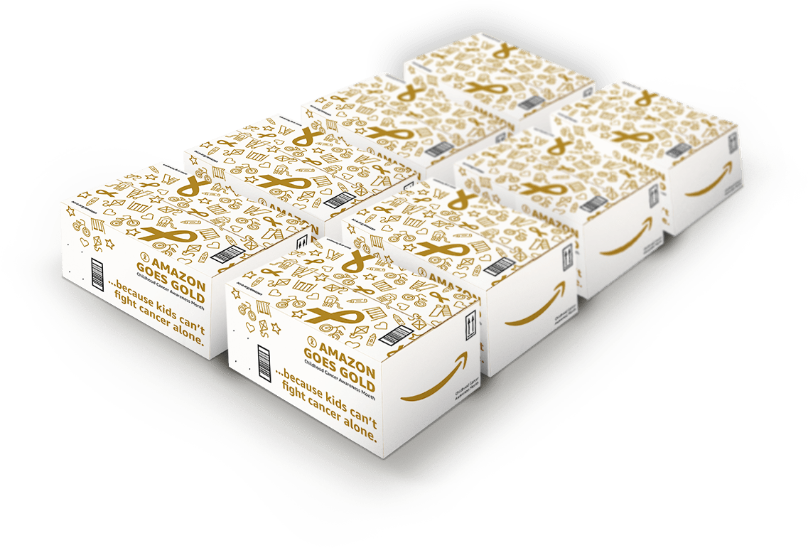 Designed Boxes Featuring The Gold Ribbon The International - Amazon Child Cancer Awareness (1137x771), Png Download