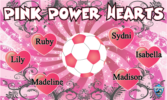 Pink Power Hearts Custom Vinyl Banner - Floral Ornaments (566x339), Png Download