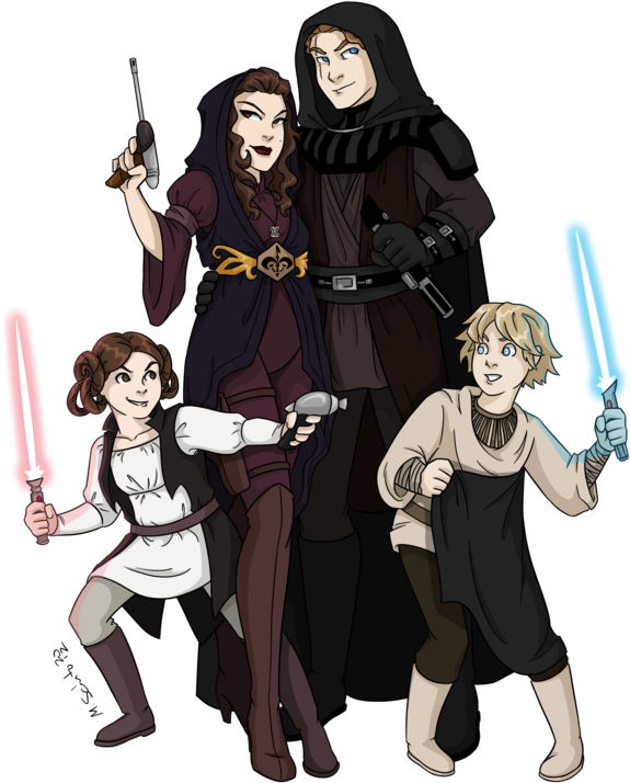Skywalker Family Redesign By ~msciuto On Deviantart - Anakin And Padme Family (600x764), Png Download
