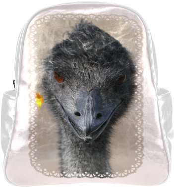 Happy Emu With Yellow Flower Multi-pockets Backpack - Happy Emu Canvas Print - Small By Ivaw (500x500), Png Download
