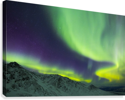 Aurora Borealis Swirls Over Mountains Within Denali - Denali National Park And Preserve (429x344), Png Download