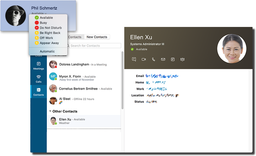 Click Your Image At The Top Of The Left Column Of The - Skype Meeting Status (830x508), Png Download