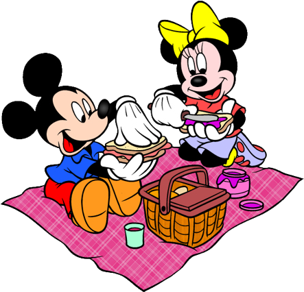 Picnic Clipart Mickey Mouse - Mickey And Minnie Picnic (458x435), Png Download