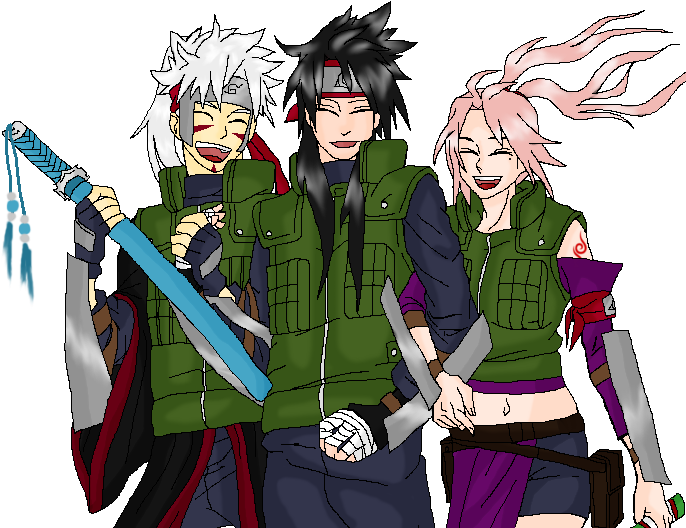 Naruto Sasuke Kakashi Sakura - Naruto Sasuke And Kakashi (700x568), Png Download