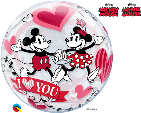 Minnie And Mickey Bubble Balloon (501x367), Png Download