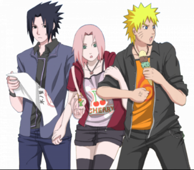 Naruto And Sasuke Argued, And Then Continued To Glare - Naruto Sakura Sasuke (400x351), Png Download