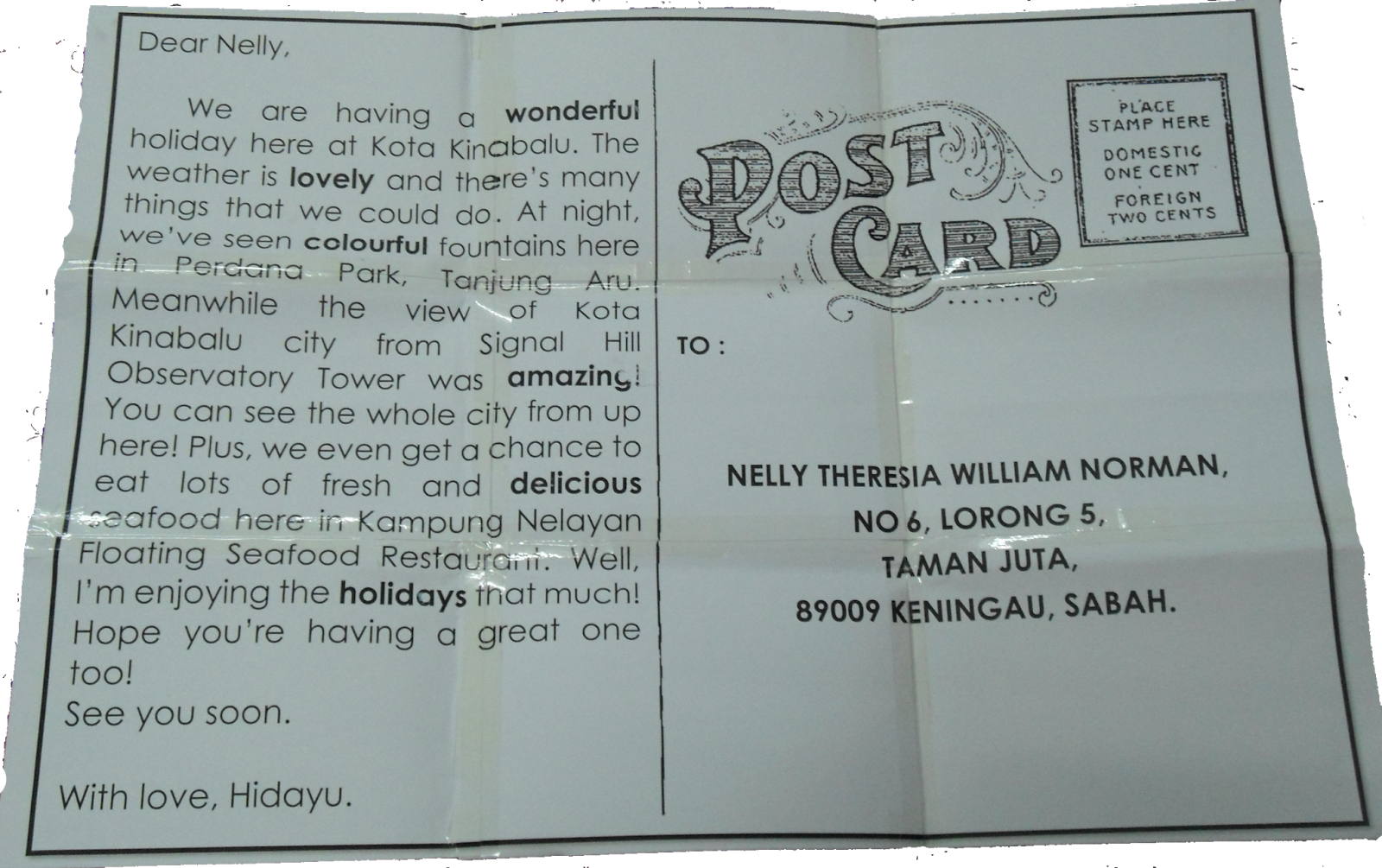 A Sample Of My Poster Postcard Is As Follows - Paper (1600x1005), Png Download