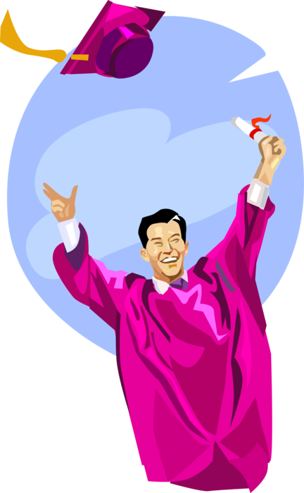 Vector Illustration Of Graduating Student Celebrates - Presentation (432x700), Png Download