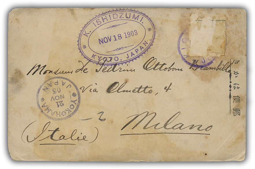 Postcard From Japan To Italy Dated 1903 Sadly Missing - Envelope (916x588), Png Download