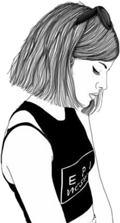 Resultado De Imagen Para Dibujos Tristes A Lapiz Tumblr - Girl Drawing Short Hair (720x721), Png Download
