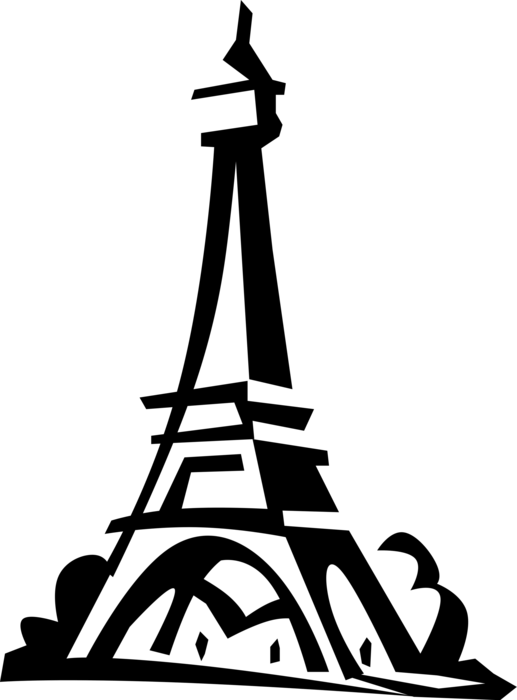 Vector Illustration Of Eiffel Tower On Champ De Mars - Torre Da França Vetor (517x700), Png Download
