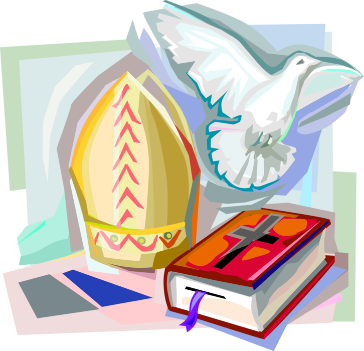 Vector Illustration Of Bible Holy Book, Dove And Papal - Sacrament Of Confirmation Summary (726x700), Png Download