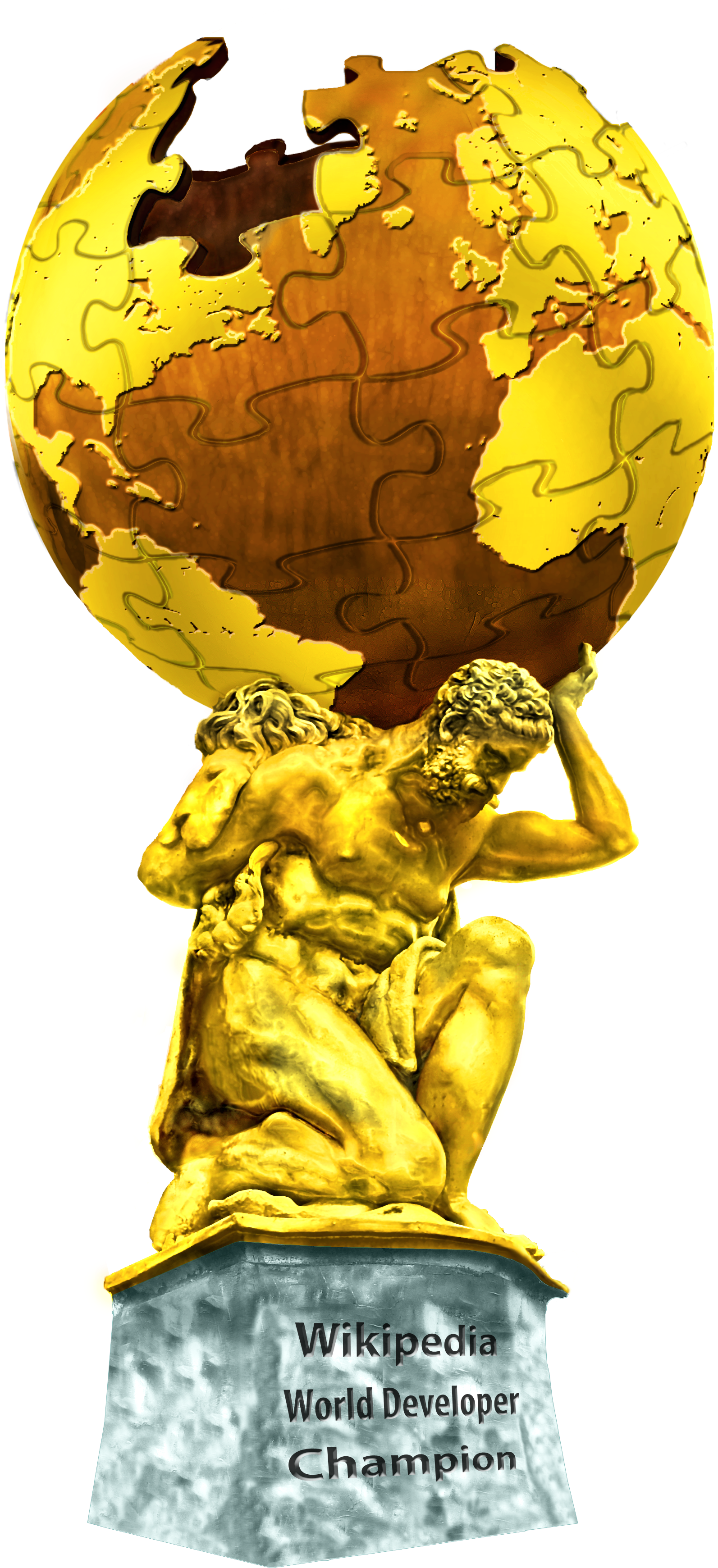 Atlas Trophy Bronze - Man Holding The World Png (1600x3500), Png Download