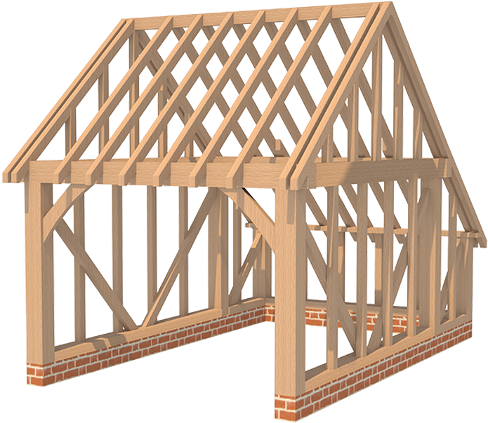 Single Garage Gable Ended Roof With Catslide "oxfordshire" - Roof (1040x634), Png Download