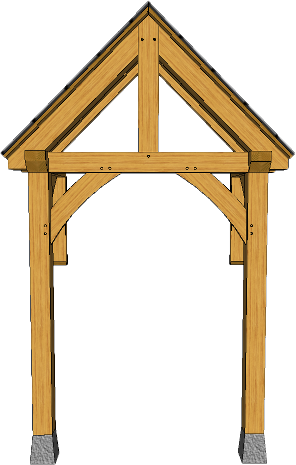 2 Post Porch A 16 With Single King Post And Rear Bracketts - Porch Arch Brace (603x946), Png Download